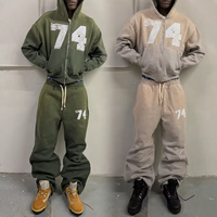 Ensemble sweat-shirt et pantalon de jogging personnalisés OEM avec impression graphique, taille plus, jogging délavé à l'acide, streetwear pour hommes