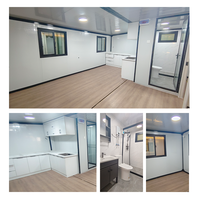 Casa Contenedor Expandible con Iluminación LED, Casa Pequeña de Doble Ala, Negra, Moderna, Modular, para Campo o Granja, Venta al Por Mayor, OEM