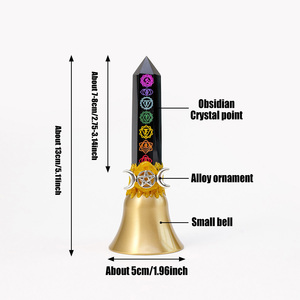 Varita <span class=keywords><strong>de</strong></span> Cristal <span class=keywords><strong>de</strong></span> Obsidiana con 7 Chakras para Reiki, Curación, Rituales <span class=keywords><strong>de</strong></span> Brujería y Limpieza Energética, Venta al Por Mayor - Product Image 2
