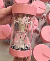 Boîte à parfum en acrylique transparente personnalisée, cadre en cuir vert, boîte cadeau d'aromathérapie, emballage de parfum de luxe en forme de cylindre