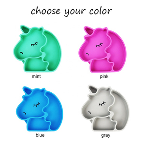 Napperon pour table en forme de <span class=keywords><strong>licorne</strong></span>, sans BPA, assiette d'alimentation pour bébés, avec séparation - Product Image 2