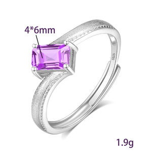 Bague réglable en pierre naturelle sablée de haute qualité 4*6mm, en argent 925 plaqué or, anti-ternissement, bijoux fins pour femmes - Product Image 6