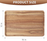Grands plateaux en bois d'acacia massif, plateaux de service rectangulaires, planches en bois naturel pour bar, petit-déjeuner, chocolat