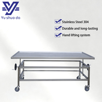Chariot de dissection médical YUSHUODA YS-AT101 gris à 4 roues en acier inoxydable, design humanisé, chariot de morgue, mobilier hospitalier