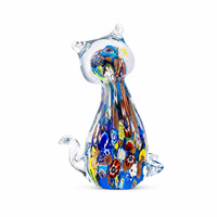 Handgefertigte Mehrfarbige Glasierte Glas-Katzenfigur Kätzchen Schreibtisch-Dekoration Wohnkultur Handwerk Geschenk MJ Marke