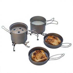 <span class=keywords><strong>Set</strong></span> di Pentole in Titanio Puro da 750ml, Una Pentola e Una Padella per Campeggio all'Aperto - Product Image 2