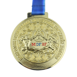 Fabricante de alta calidad personalizado lindo hermoso chapado en oro medalla Mongolia MDFBF Hanan Fitness 3D MEDALLA DE Metal con cinta - Product Image 1