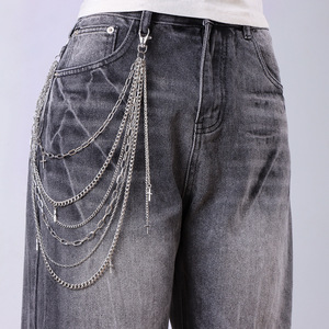 Cadena de cintura multicapa para hombre, estilo hip hop, con colgante de cruz, cadena corporal de aleación de zinc, color blanco K4 Kl01077 - Product Image 2