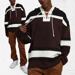 Sweat-shirt à capuche pour homme de haute qualité, coupé et cousu, style streetwear oversize à rayures, vente en gros d'usine - Product Image 1