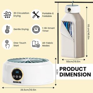 Secadora de Ropa Eléctrica Portátil, Plegable, Mini, Automática, con Temporizador, Capacidad de 5 kg, Eficiencia Energética, para Uso Doméstico y Hotelero - Product Image 3