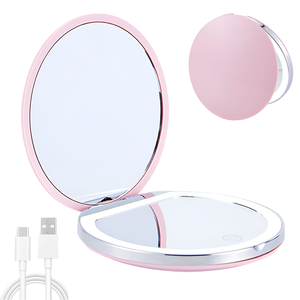 Xách Tay USB Sạc Mini Thông Tư Cầm Tay Gương Đôi Hai Mặt Gấp Vòng Túi Gương LED Ánh Sáng Cho Bóng Mắt Trang Điểm - Product Image 1