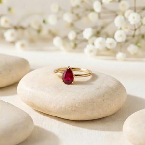 Anillos de plata 925 chapados en oro con rubí natural, al por mayor, de plata alemana, ajustables, con corte de pera, para mujer, finos, de eternidad, vermeil. - Product Image 3