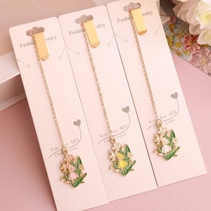 Handmade Fresh Cute Alloy Flower Bookmark Metal Leather Note Book Page Study Supplies Clip for Promotions