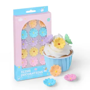 Ăn được Hoa Daisy icing trang trí kẹo đầy màu sắc bánh Biscuit trang trí sprinkles cho Easter Bakery