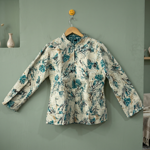 Blusón Floral Hecho a Mano, Acolchado de Algodón, con Forro de Seda y Exterior de PU Transpirable, Estampado en Lona, para Otoño/Invierno, Superventas - Product Image 2