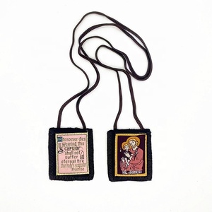 Tùy Chỉnh Công Giáo Guadalupe Trinh Nữ <span class=keywords><strong>Brown</strong></span> Len Chuỗi Scapulars Vòng Cổ Với Huy Chương Và Crucifix - Product Image 2