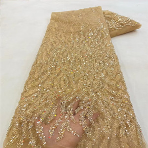 Váy Cưới Ren Vải Màu Trắng Pháp Đính Cườm Sequined Thêu Vải Tuyn Ren Vải - Product Image 4