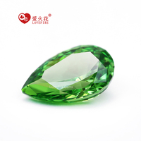 Zircone cubique artificielle Sparkle 4K, taille poire, vert herbe, taillée à la machine, effet givré, pour la fabrication de bijoux