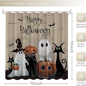Vintage Retro Halloween 3D Pattern Shower <b>Curtain</b> <b>Waterproof</b> PEVA Material Skull Spooky Design for Home Decor Party Bathroom - Product Image 2