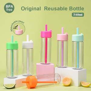 La nuova <span class=keywords><strong>tazza</strong></span> di paglia di plastica Tritan può assorbire perle 740ML americana semplice <span class=keywords><strong>tazza</strong></span> di paglia portatile - Product Image 2