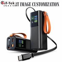 20000mAh 100W GaN Power Station dengan Kabel Retractable Pengisian Cepat Tahan Air Paduan Aluminium