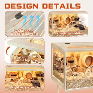 Grande Gabbia Professionale per Animali Domestici da Esterno in Stile Bambù con Motivo Animale per Cani, Gatti e Conigli, Ideale per il Soggiorno - Product Image 4