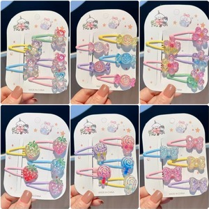 5 pinces à cheveux <span class=keywords><strong>BB</strong></span> queue de sirène dessin animé mignonnes et adorables pour enfants, filles, avec fleurs faites à la main, accessoires pour cheveux - Product Image 3