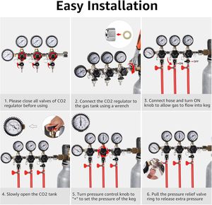 Regolatore di CO2 per Torre di Birra a Tre Rubinetti, Erogatore CGA-320, Regolatore per Bombola CO2, Regolatore di Gas per Feste e Matrimoni - Product Image 3