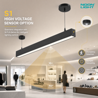 Luminaire linéaire LED de 2 pieds, 130 lm, CCT sélectionnable, homologué ETL DLC 5.1, suspendu pour l'éclairage des allées d'entrepôt