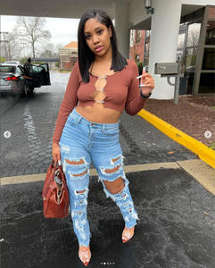 Pantalones <span class=keywords><strong>vaqueros</strong></span> rasgados de talla grande 3xl a la moda para <span class=keywords><strong>mujer</strong></span>, ropa de calle con agujeros <span class=keywords><strong>rotos</strong></span>, pantalones elásticos de cintura alta, pantalones <span class=keywords><strong>vaqueros</strong></span> informales para <span class=keywords><strong>mujer</strong></span> - Product Image 6