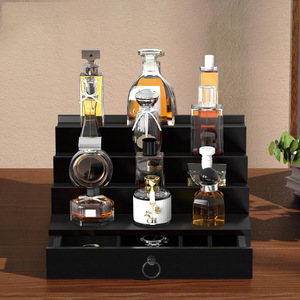 Étagère à parfums à plusieurs niveaux, boîte de rangement en bois pour bureau, organisateur de présentation multi-couches pour collection de parfums masculins - Product Image 2