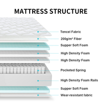 Matelas en mousse moderne, durable, respirant et écologique, enroulable en boîte, vente directe usine, simple/double/grand lit/très grand lit