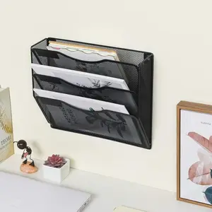 2024 China Hot Sale Silver 3 Pocket Wall File Holder Organizer Hanging Metal Magazine Rack