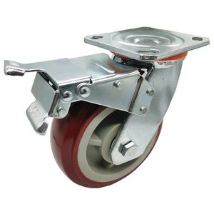 Direto Da Fábrica 4568 Polegadas Heavy-Duty Poliuretano Rodízios Universais 6 Polegadas Jujube PU Rodas De Freio Rodízios De Chapa De Aço - Product Image 3