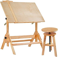 Table à dessin en bois massif MEEDEN, hauteur réglable et plateau inclinable pour les œuvres d'art, bureau de dessin pour artistes