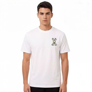 T-shirt Unisex in Cotone con Collo Tondo, Ricamo Cartoon Double F Puppy, Minimalista, Streetwear a Maniche Corte - Product Image 2