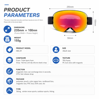 Lunettes de ski magnétiques en gros, logo personnalisé, lunettes de snowboard anti-buée, nouvelle arrivée 2026, lunettes de sport UV400 pour hommes et femmes