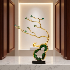 Trung Quốc Phong Cách Ánh Sáng Sang Trọng Kẽm Hợp Kim Đồ Trang Trí Bằng Đá Cẩm Thạch Cơ Sở Pha Lê Chi Nhánh Lá Cho Nhà Khách Sạn Lối Vào Phòng Khách - Product Image 3