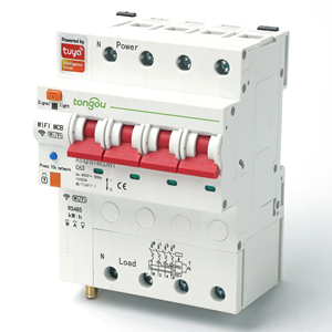 Disjoncteur intelligent Tuya <span class=keywords><strong>4</strong></span> pôles 80A MCB avec contrôle à distance Wi-Fi, interrupteur 4G SIM, plastique argenté, cuivre industriel OEM, capacité de coupure 6KA - Product Image 1