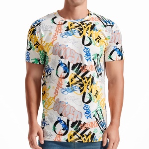 T-shirt décontracté d'été pour homme, coupe classique, tricoté, imprimé, à manches courtes, col rond, avec tissu respirant et anti-plis pour le fitness - Product Image 4