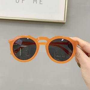 Gafas de sol de estilo coreano con montura redonda UV400, unisex, lentes de PC ligeras, tipo 3, color negro brillante y gris J4-3319 - Product Image 2