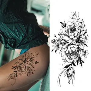 3D çiçekler geçici dövmeler kadın dövmeler vücut sanatı kol kroki çıkartmaları kadınlar ve kızlar için dövme çıkartmalar