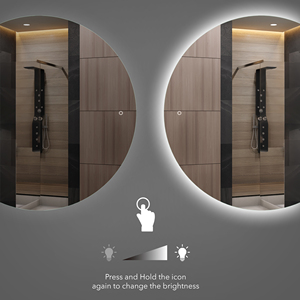 Diseño moderno <span class=keywords><strong>de</strong></span> pared estado <span class=keywords><strong>de</strong></span> ánimo decoración retroiluminada sin marco <span class=keywords><strong>media</strong></span> <span class=keywords><strong>luna</strong></span> redonda LED baño tocador espejo <span class=keywords><strong>de</strong></span> baño con interruptor <span class=keywords><strong>de</strong></span> Sensor táctil - Product Image 5