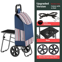 Petit chariot de courses pliable en polypropylène avec motif géométrique et tabouret pour les personnes âgées qui montent les escaliers