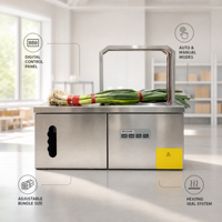 Machine à cerclage de légumes à tension variable et contrôle précis, certifiée CE ISO, pour l'emballage de légumes