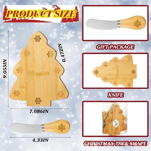 Bamboo Christmas Tree Cutting Board With <b>Knife</b> For <b>Bread</b> Cheese Serving Dish Holiday Gift Set - Product Image 4