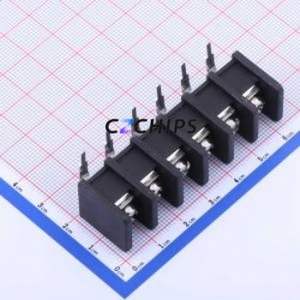 DBT30R-10.0-6P-BK-P Barrier Terminal Block Bent Lead Through Hole,P=10mm Connector Two Sides 10mm 1x6P Right Angle Pin - Product Image 1