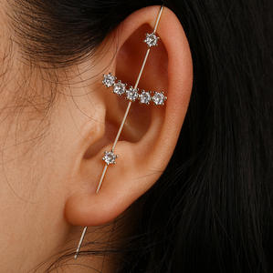Boucles d'oreilles unisexe à crochet et Simple, <span class=keywords><strong>1</strong></span> pièce, perles de cristal, or, Piercing, hypoallergénique, tour d'oreille - Product Image 2