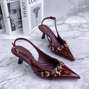 Nouvelles Escarpins à Plateforme Argentée 2025, Sandales Pointues Beige Rétro Été Africaines à Talons Hauts pour Femmes - Product Image 3