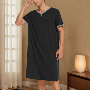 Venta al por mayor de primavera y verano, ropa de salón para <span class=keywords><strong>hombre</strong></span>, pijamas de manga corta, camisón largo informal de color contrastante para <span class=keywords><strong>hombre</strong></span> - Product Image 5